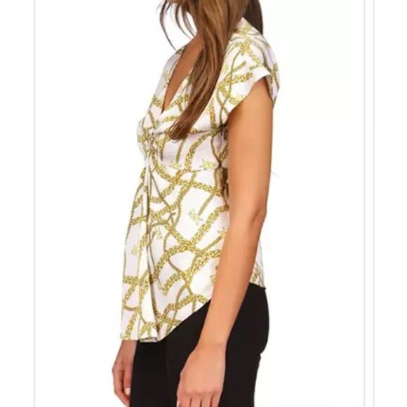 Michael Kors Women's Short Sleeve Logo Chain Ring Top - Picture 3 of 7